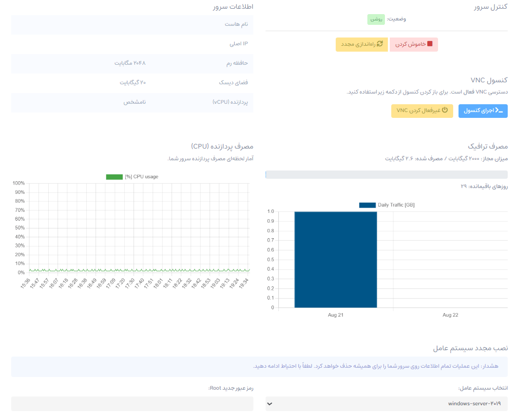 پنل مدیریت سرور مجازی Equinix
